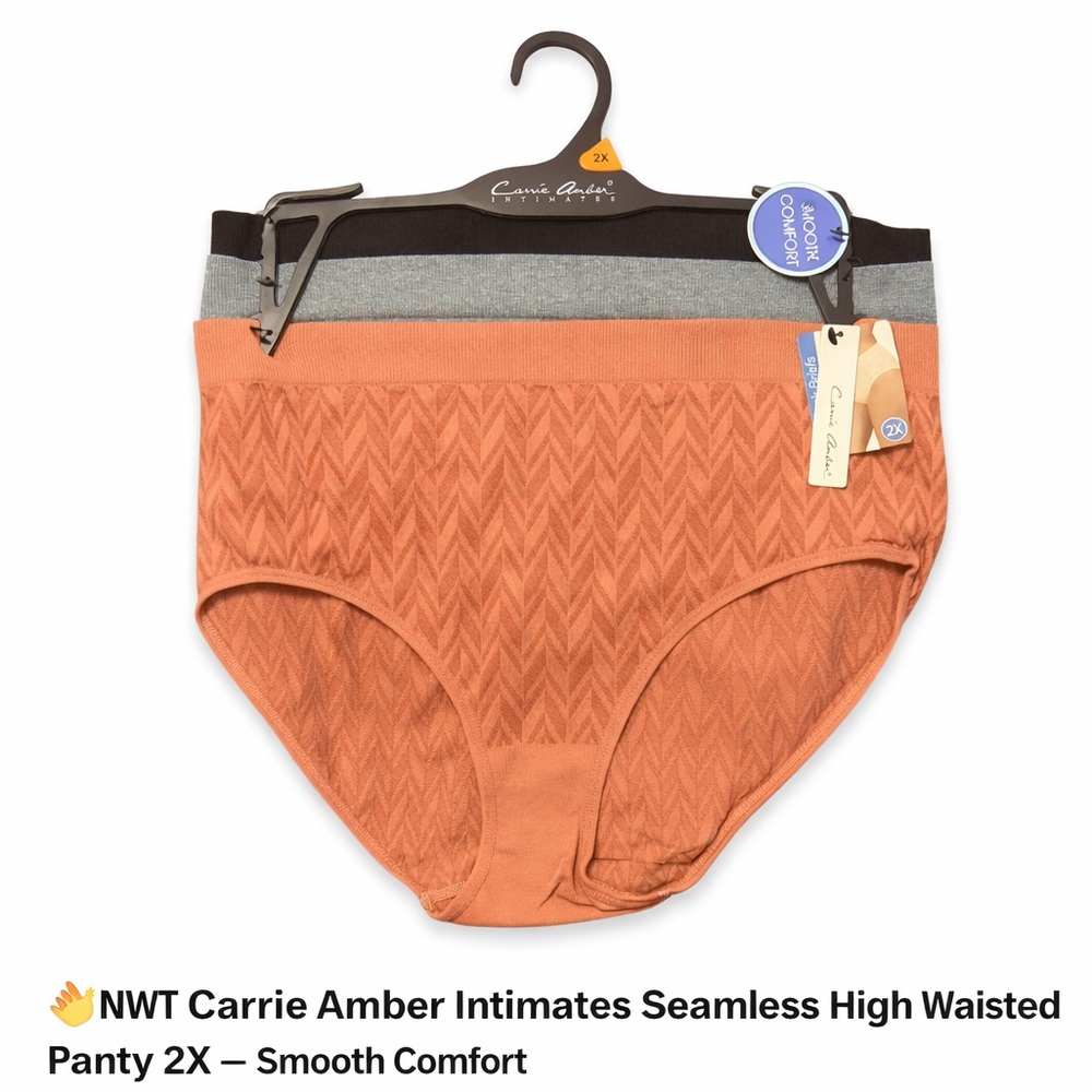 Carrie Amber Women's Burnt Orange, Black, Grey Panties- 3 pack 2X